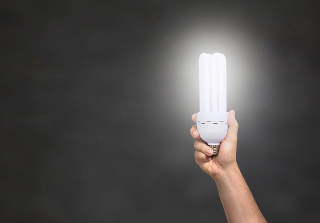 hand holding up light bulb
